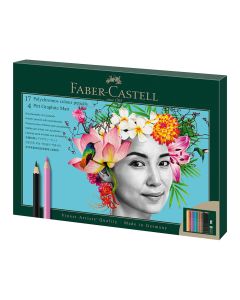 Farbičky Faber-Castell Polychromos & ceruzky Pitt Matt, 21 ks + guma + strúhadlo