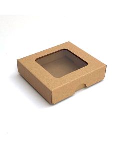 Krabica na zákusky s okienkom, 9 x 9 x 2,5 cm natur