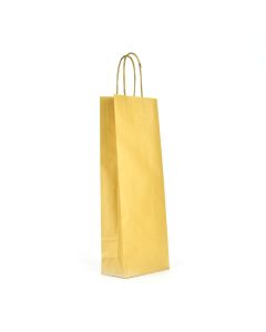 Darčeková taška na fľašu, 39 x 14 x 8 cm, papierová, zlatá