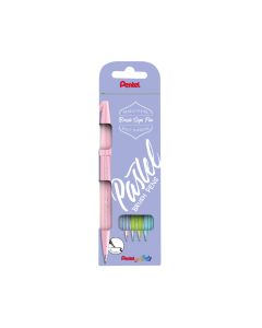 Fixky so štetcom Pentel Brush Sign Pen® Pastel, súprava 4 ks