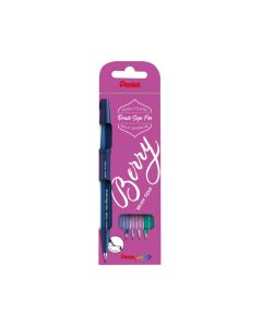 Fixky so štetcom Pentel Brush Sign Pen® Berry, súprava 4 ks