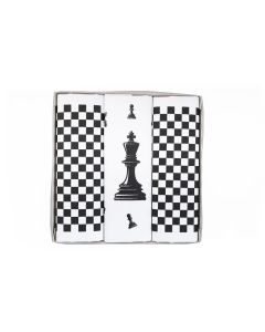 Pánske elegantné vreckovky „šach“ v krabičke, 3 ks