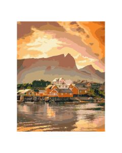 Maľovanie podľa čísel „Západ slnka v Nórsku“, 40 x 50 cm