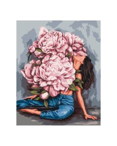 Maľovanie podľa čísel „Dievča za kvetmi“, 40 x 50 cm