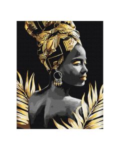 Maľovanie podľa čísel „Portrét africkej ženy so zlatou farbou“, 40 x 50 cm