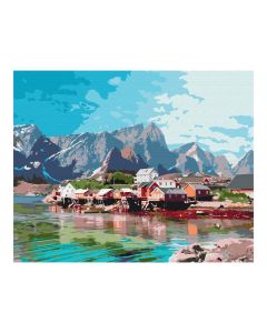 Maľovanie podľa čísel „Dedinka v horách“, 40 x 50 cm
