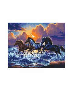 Maľovanie podľa čísel „Stádo čiernych koní“, 40 x 50 cm