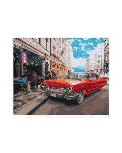 Maľovanie podľa čísel „Červený kabriolet v uliciach Kuby“, 40 x 50 cm