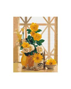 Maľovanie podľa čísel „Žlté kvety vo váze“, 40 x 50 cm