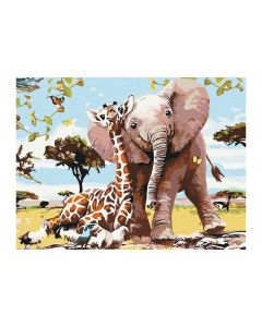 Maľovanie podľa čísel „Zvierací kamaráti“, 30 x 40 cm