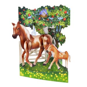 Originálne hojdacie 3D blahoželanie Santoro „kone“, 15 x 20 x 1 cm