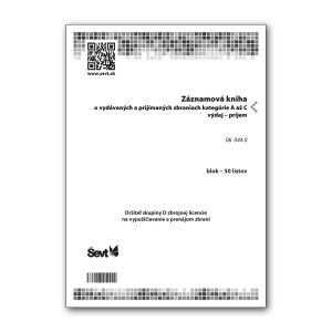 Záznamová kniha o vydávaných a prijímaných zbraniach,  držiteľ skupiny D zbrojnej licencie na vypožičiavanie a prenájom zbraní