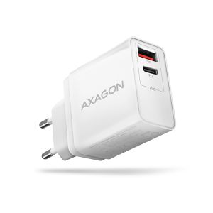 Duálna sieťová nabíjačka Axagon ACU-PQ22W, 2 x port (USB A + USB C), 22 W, biela