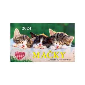 Stolový kalendár na rok 2024 „Mačky“, S19, 23 x 14 cm, riadkový