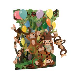 Originálne hojdacie 3D blahoželanie Santoro „opice“, 15 x 20 x 1 cm