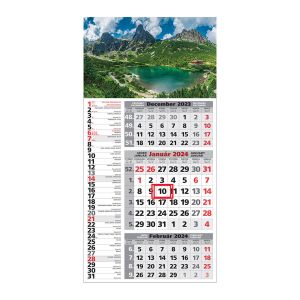 Nástenný kalendár trojmesačný, na rok 2024, „Kombi“, T03, mix motívov, 29,5 x 66,3 cm, sivý