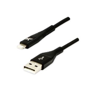 USB A (2.0) kábel Logo, Apple Lightning (C89) samec, MFi certifikácia, 1 m, čierny