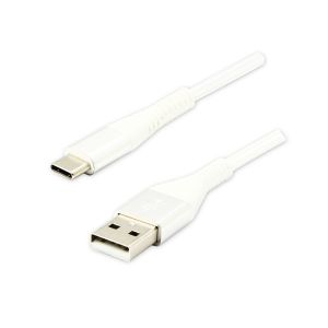 USB (2.0) kábel Logo, USB A samec – USB C samec, 480 Mb/s, 1 m, biely