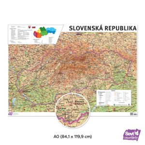 Mapa Slovenska – geografická, A0, samolepiaca nálepka ŠEVT samolepka