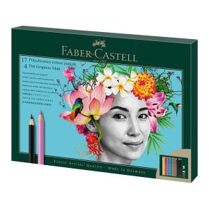 Farbičky Faber-Castell Polychromos & ceruzky Pitt Matt, 21 ks + guma + strúhadlo