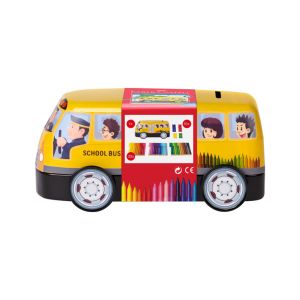 Fixky Faber-Castell s klipom „autobus“, kovové puzdro, 33 ks