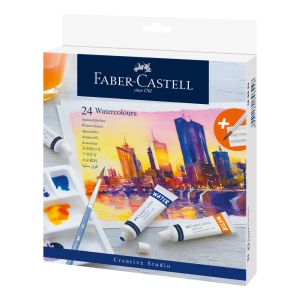 Akvarelové farby Faber Castell s paletou a štetcom, 24 x 9 ml