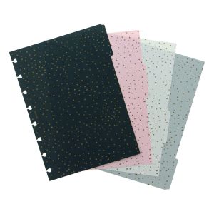 Register do špirálového bloku Filofax Notebook A5 „Confetti“, 4 ks