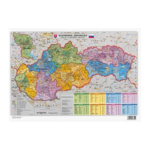 Obojstranná mapa Slovenska, geografická a administratívna, laminovaná, A3