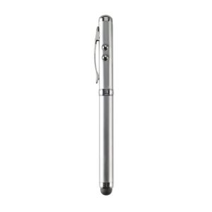 Guľôčkové pero s laserovým „ukazovátkom“, LED svietidlom a stylusom, modrá náplň