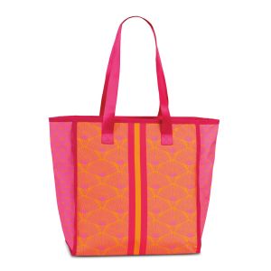 Plážová taška Fabrizio „ružovo-oranžové kvety“, 38 x 36 x 15 cm