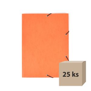 Odkladacia mapa OM3, s 3 chlopňami a gumičkou, A4, prešpánová, oranžová, 25 ks