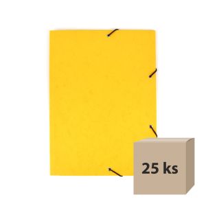 Odkladacia mapa OM3, s 3 chlopňami a gumičkou, A4, prešpánová, žltá, 25 ks