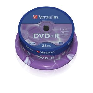 DVD+R Verbatim, 4,7 GB, 16x, cake 25 ks