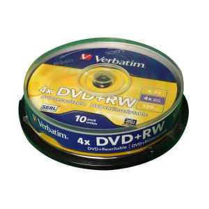 DVD+RW Verbatim, 4,7 GB, 4x, cake 10 ks