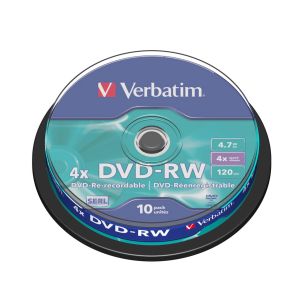 DVD-RW Verbatim, 4,7 GB, 4x, cake 10 ks