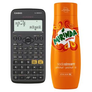 Kalkulačka Casio FX 350 CE X, s matematickými funkciami + sirup Sodastream Mirinda, 440 ml