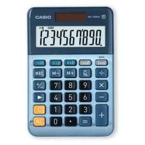 Kalkulačka stolová Casio MS 100 EM stolová, 10-miestna, €, modrá