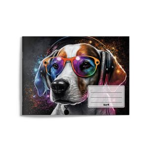 Zošit notový 51 „AI – pes v okuliaroch“, 2023, 8 listov   