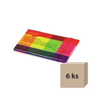 Samolepiace záložky, 20 x 50 mm, 4 neónové farby x 50 listov, 6 ks