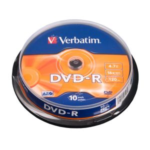 DVD-R Verbatim, 4.7 GB, 16x, cake 10 ks
