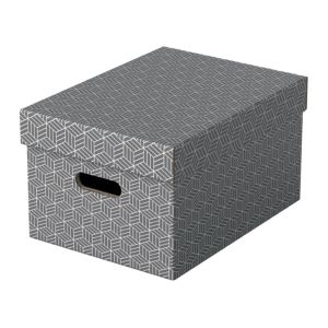 Úložná krabica s vrchnákom a úchytkami Esselte Home, 365 x 265 x 205 mm, 3 ks, sivá