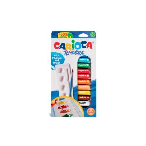 Temperové farby Carioca so štetcom, 10 ml, 12 ks