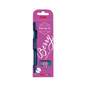 Fixky so štetcom Pentel Brush Sign Pen® Berry, súprava 4 ks