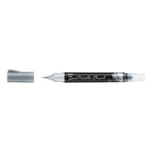 Štetcový popisovač Pentel Brush Pen Dual Metallic, strieborný