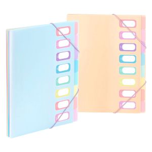 Triediaca kniha s gumičkou A4 Viquel Rainbow Pastel, 8 priehradiek, mix farieb