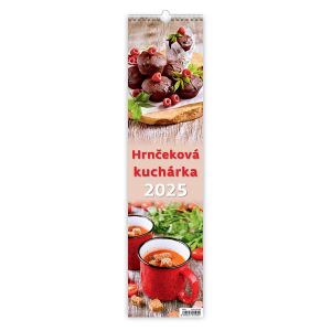 Nástenný kalendár na rok 2025 „Hrnčeková kuchárka – viazanka“, 12 x 48 cm