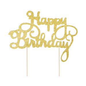 Zápich na tortu „Happy Birthday“, zlatý