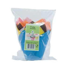 Papierové košíčky na muffiny „tulip“, farebné, 50 x 72 mm, 24 ks