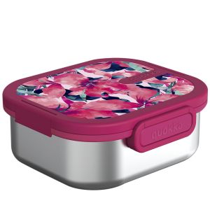Nerezový  desiatový box Quokka Kai „Pink Bloom“