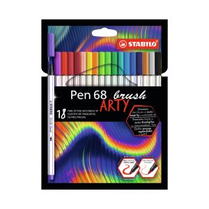 Fixky so štetcom STABILO Pen 68 brush ARTY, 18 ks